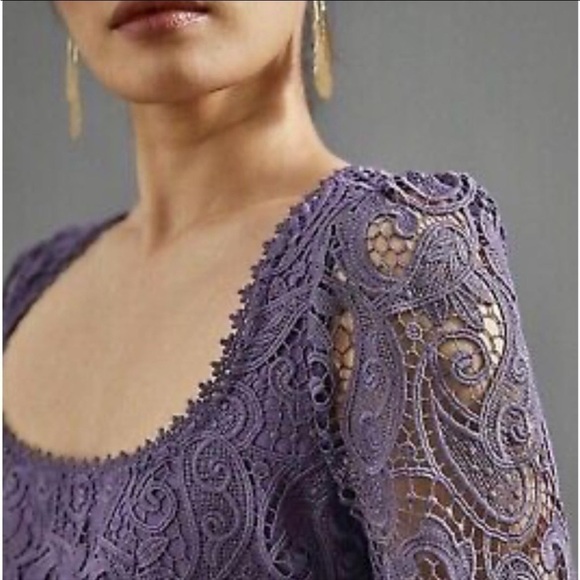 Maeve by Anthropologie Lace Mini Dress Lavender Purple Size 2 NWT - Picture 5 of 10